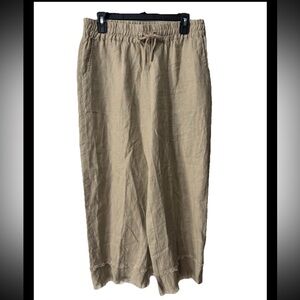John Mark Pants Medium 100% Linen Beige Wide Leg Lagenlook Womens Beachy Boho